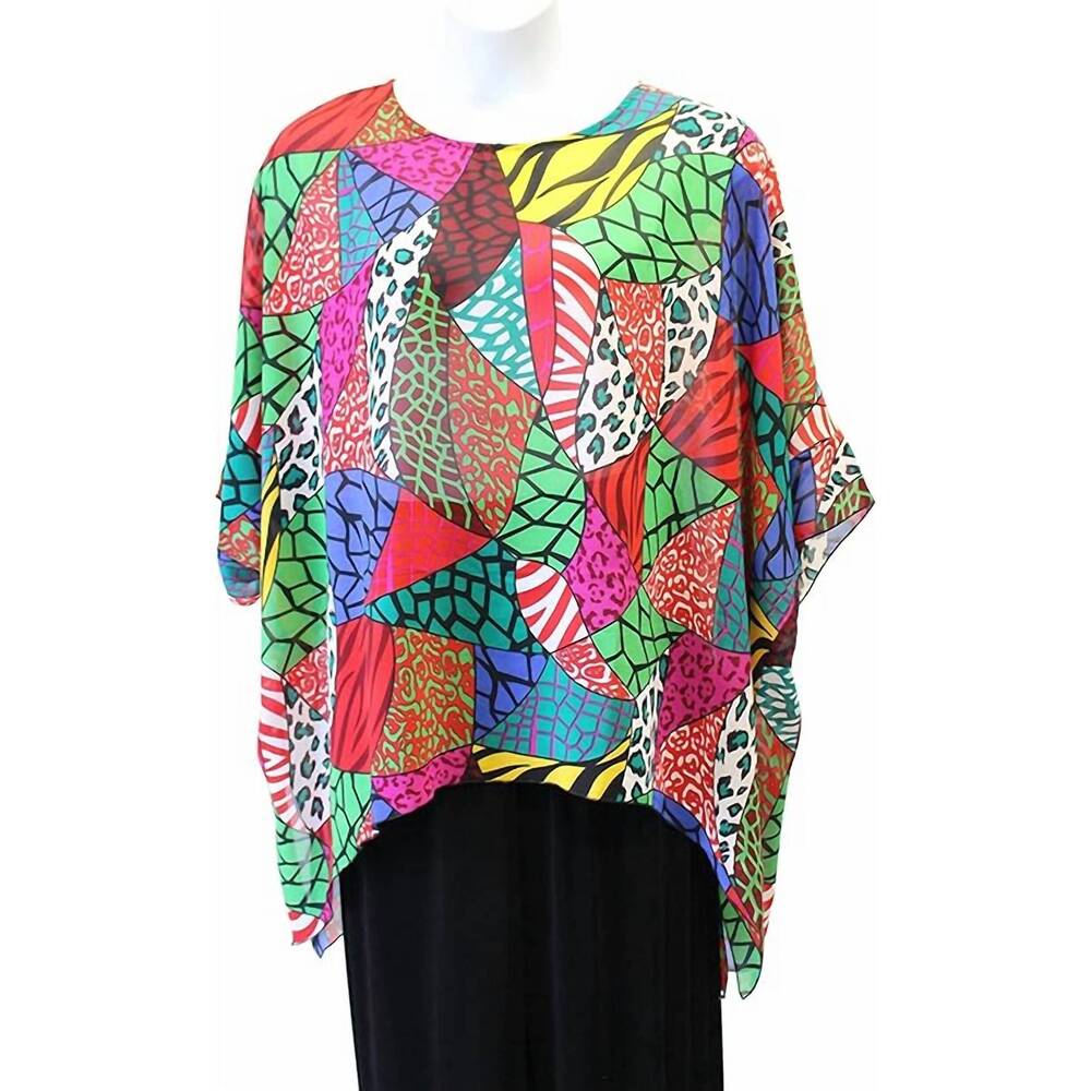 NEW STERLING STYLES women's animal print art to wear top in multicolor